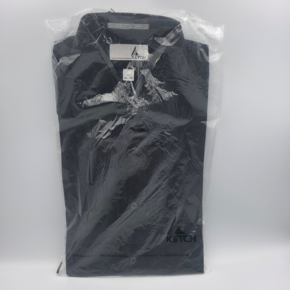 Ketch Mens Vintage Dress Shirt Black Long Sleeve USA Made 16 32/33 New